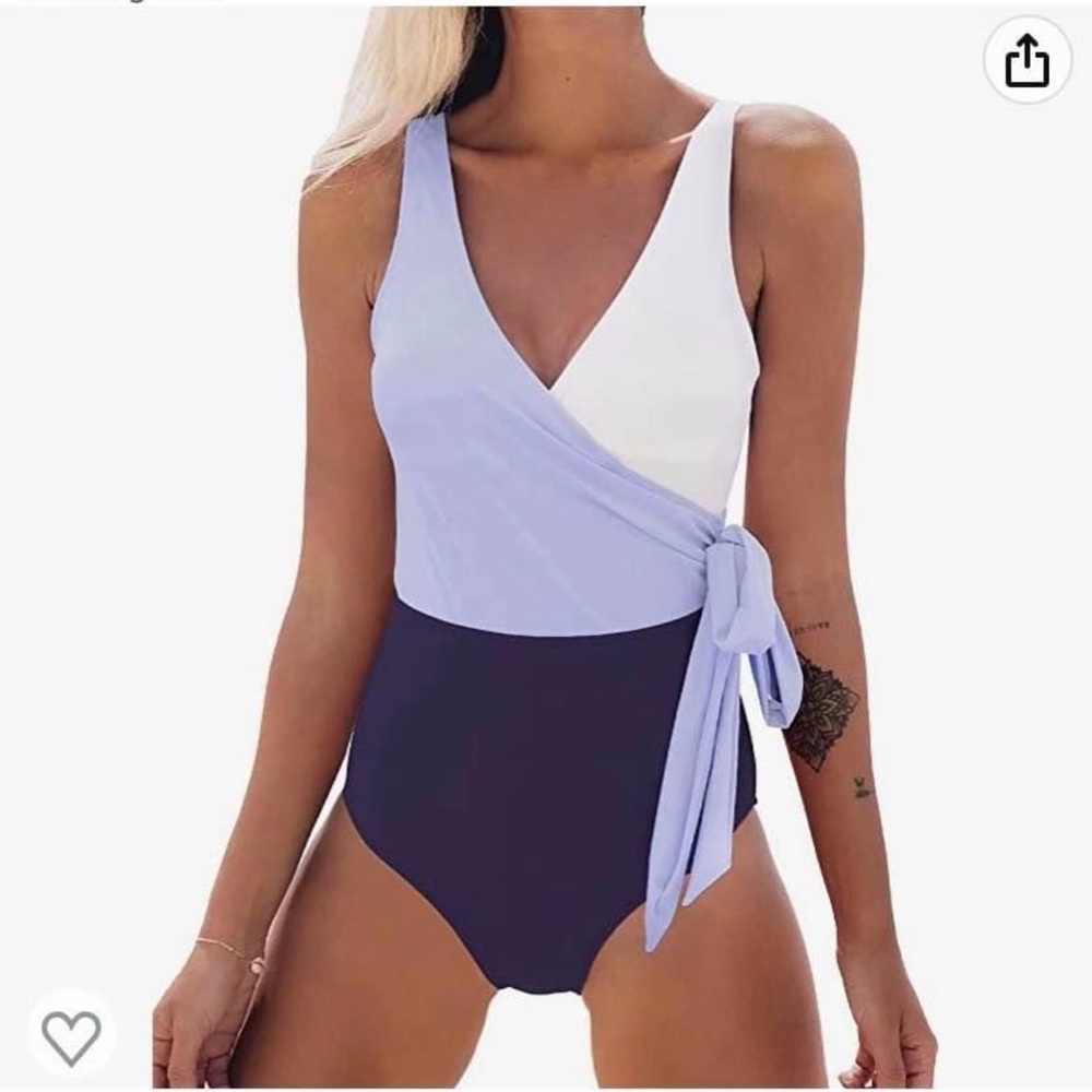 Cupshe Women’s One Piece Swimsuit - White, Lavender, and Purple